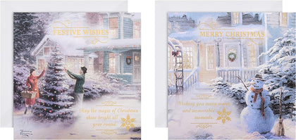 Thomas Kinkade Illustrated 2 Designs Pack of 16 Boxed Charity Christmas Cards