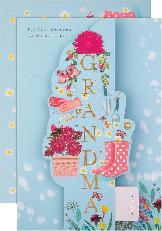 Floral Design Heartfelt Verse With Keepsake Bookmark Grandma Mother's Day Card