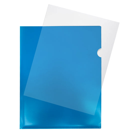 Pack of 200 A4 Blue L Shaped Open Top and Side Report File Folders