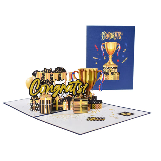Victory Cheers Trophy 3D Pop-Up Celebration Congratulations Card