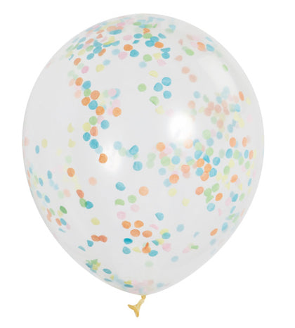 Pack of 6 Clear Latex Balloons with Multi-Colored Confetti 12