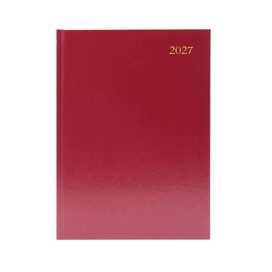 2027 A5 2 Days Per Page Burgndy Desk Diary KFA52BG27