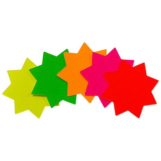 Pack of 1000 Assorted Coloured Neon Fluorescent Stars 42mm