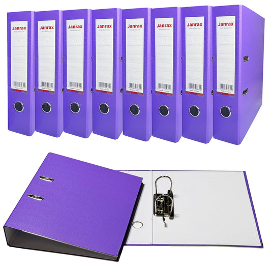 Pack of 5 A4 Purple Paperbacked Lever Arch Files by Janrax