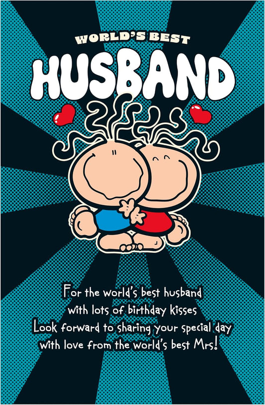 Couple Characters Hugging Design Husband Birthday Card