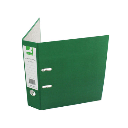 Pack of 10 A4 Green Q-Connect Paper backed Lever Arch File