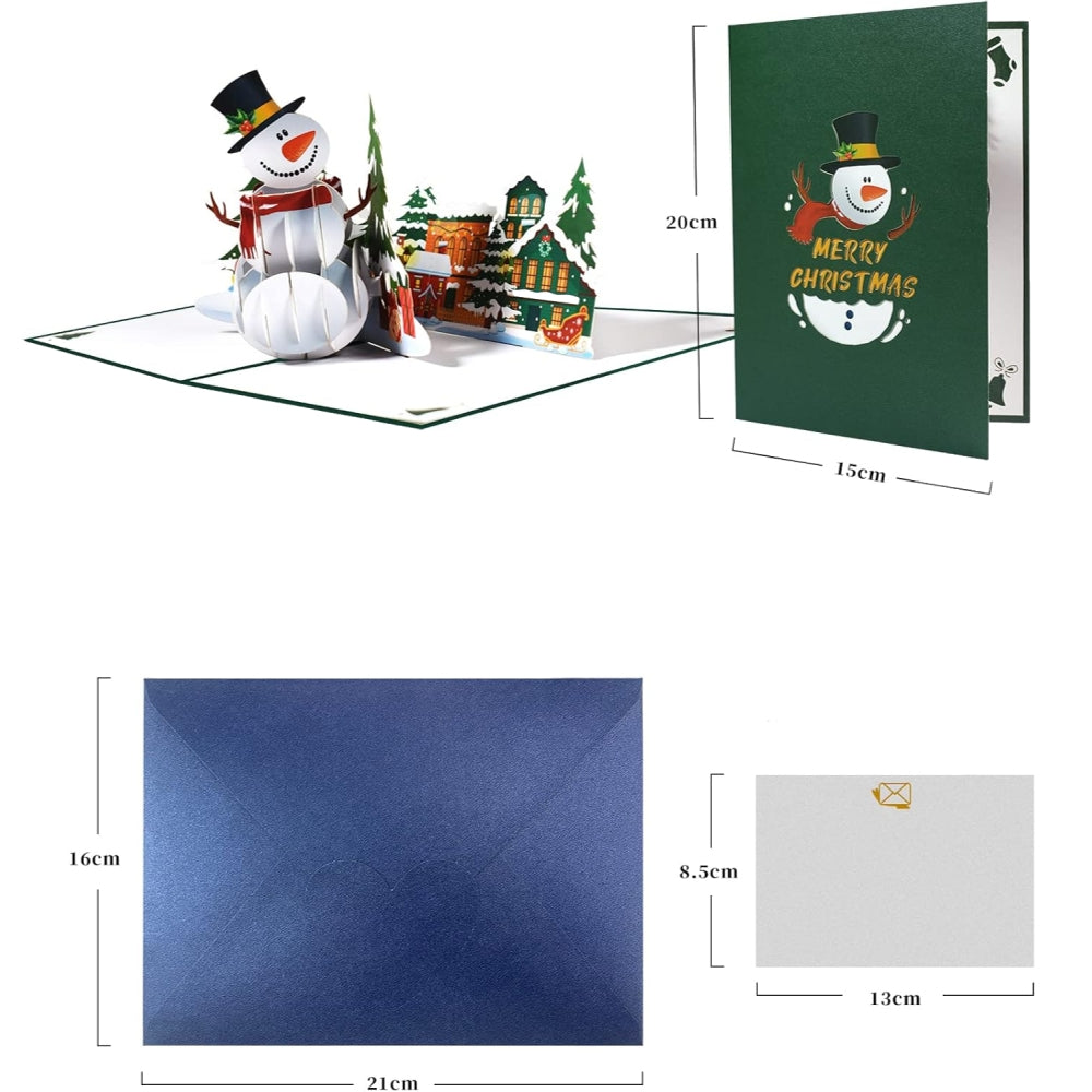 Snowman & Winter Village 3D Pop Up Christmas Card