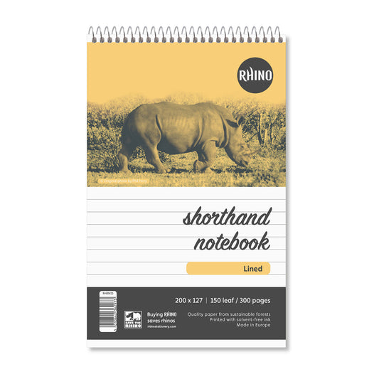 Pack of 5 Rhino 200 x 127mm 150 Leaf 8mm Lined Shorthand NotePads