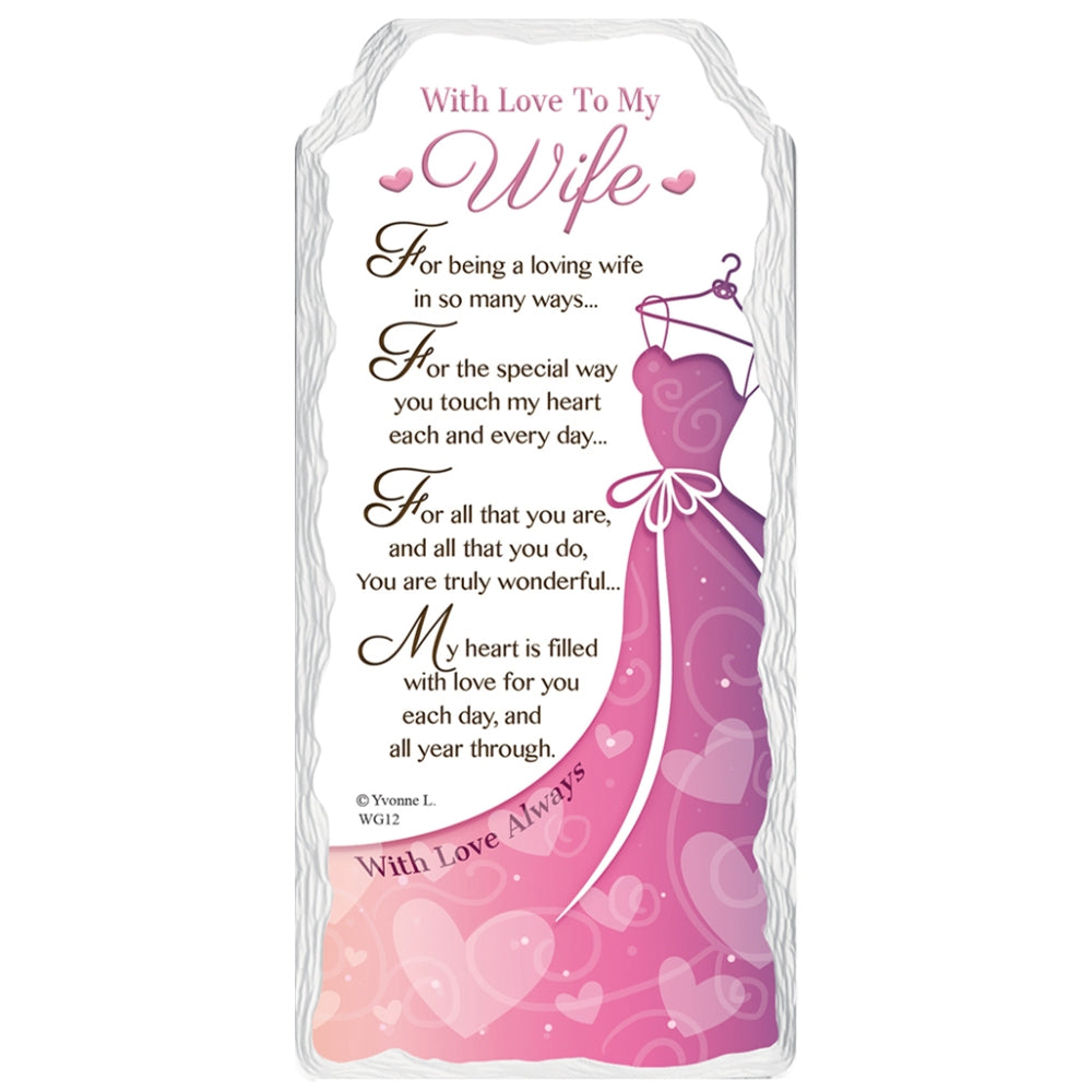 With Love To My Wife Sentimental Handcrafted Ceramic Plaque