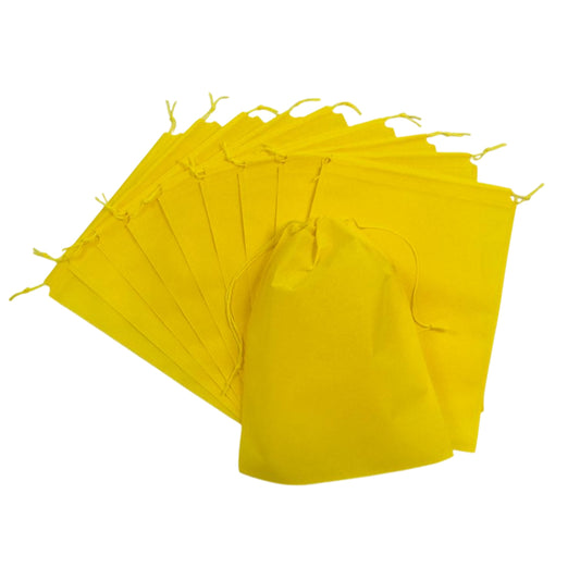 Pack of 25 Yellow Coloured 32x22cm Non-Woven Drawstring Bags