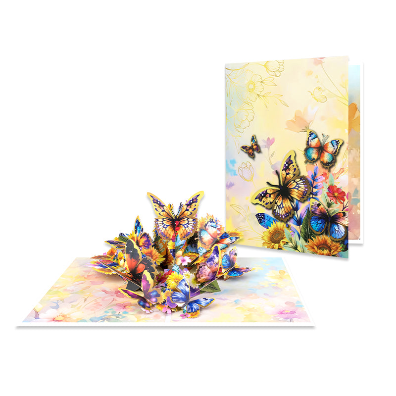 Wings of Sunshine Floral Butterfly 3D Pop Up Greeting Card