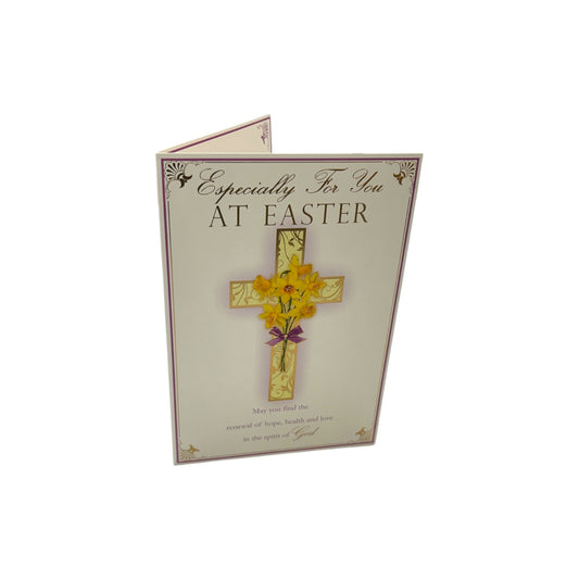 Especially For You Yellow Floral Cross Design Easter Card