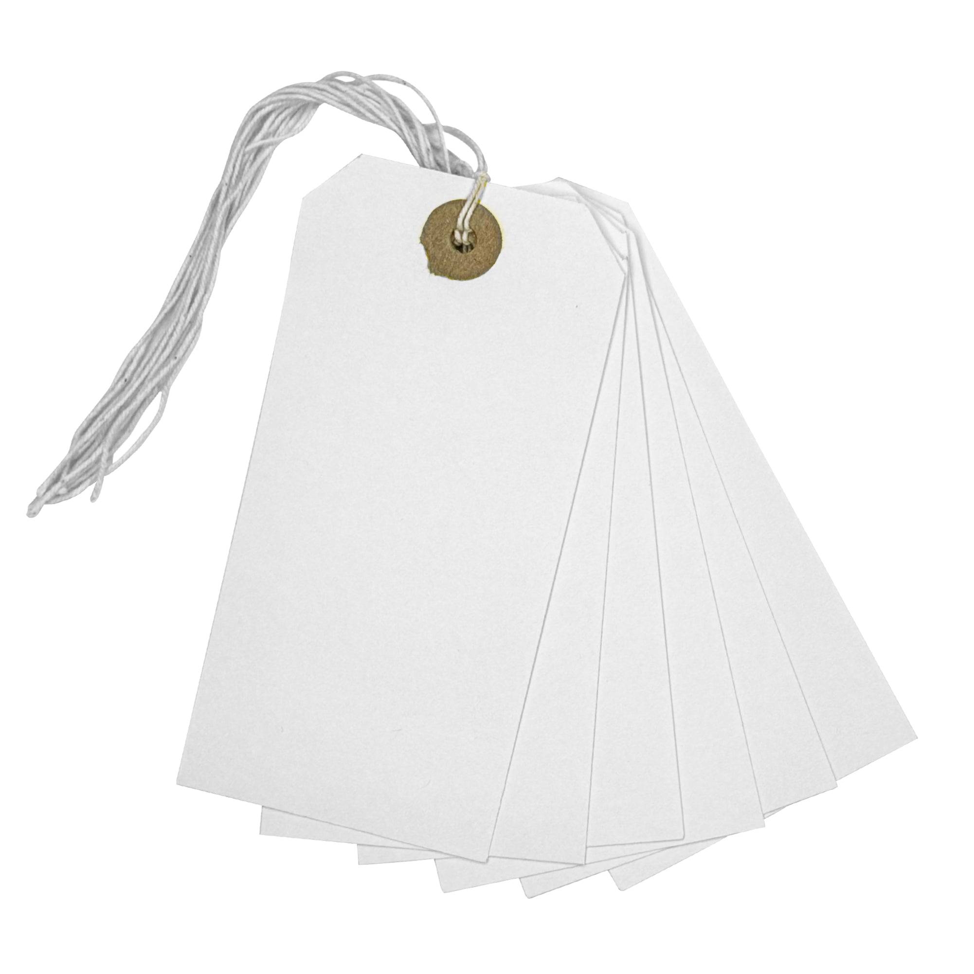 Pack of 50 White Strung Tags 120mm x 60mm– Choice Wholesale