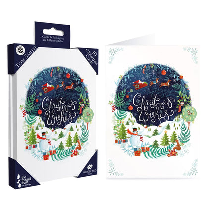 Pack of 10 Luxury Midnight Santa Design Christmas Cards