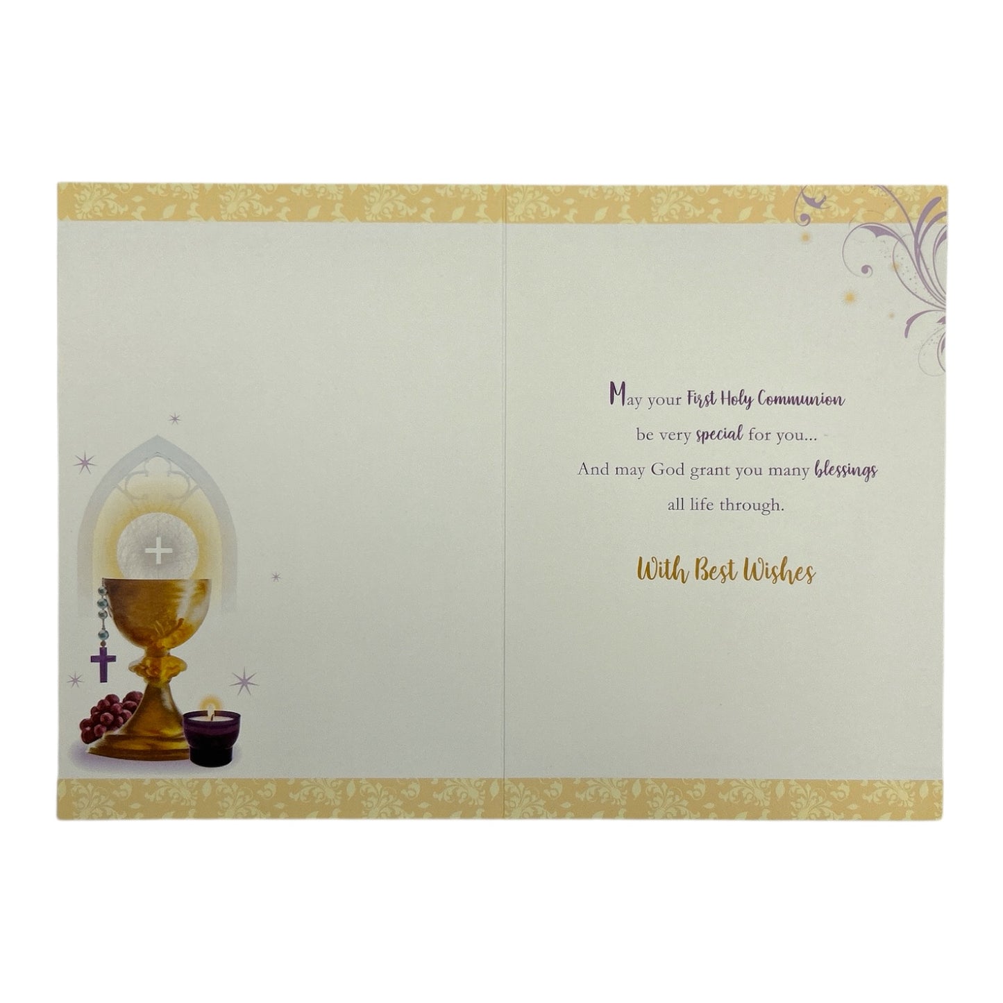 For Boy First Holy Communion Chalice & Candle Design Religious Card