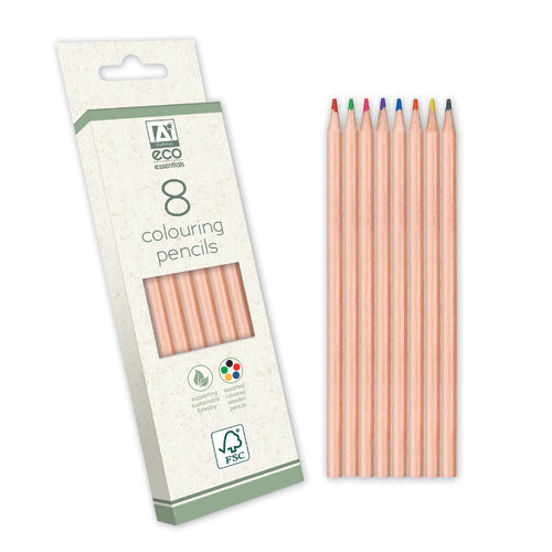 Eco Essentials 8 Full Length Assorted Colouring Pencils