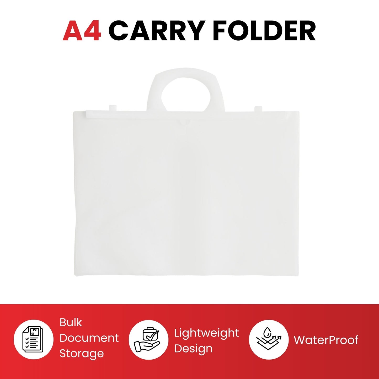 A4+ Clear Carry Folder – 180 Micron Poly Wallet with Handle & Clip Lock for Documents and Artwork