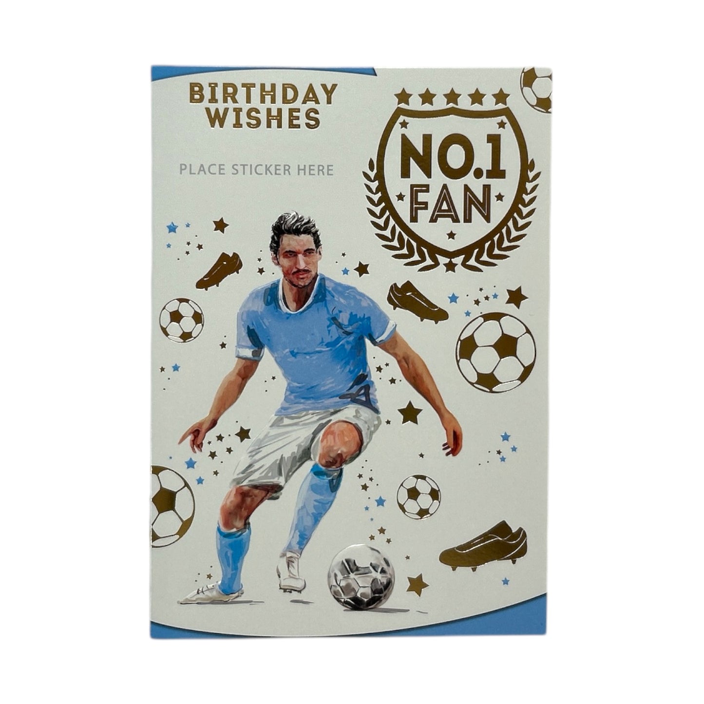 A Man In Light Blue and White Soccer Uniform Customized Male Birthday Card