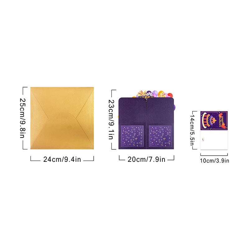Fireworks Vivid Purple 3D Pop Up Birthday Box Card