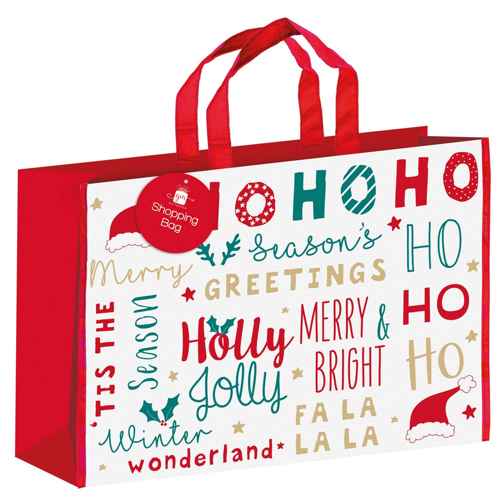 Pack of 12 Landscape Text PP Non Woven Christmas Shopping Gift Bags
