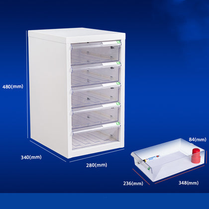 5 Drawer Filing Cabinet with Clear Drawers