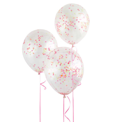 Pack of 6 Clear Latex Balloons with Neon Confetti 12