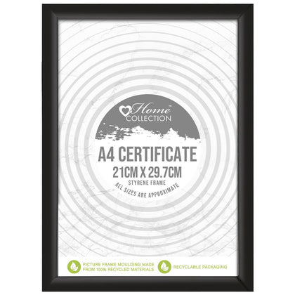 A4 Flat Black Styrene Certificate Frame