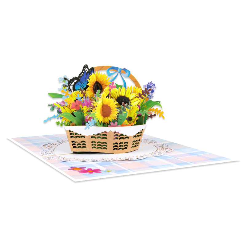 Sunflower Bloom Basket 3D Pop Up Greeting Card