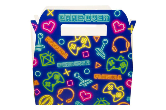 Pack of 12 Extra Large Gamer Theme Food Boxes 23 x 12 x 10cm