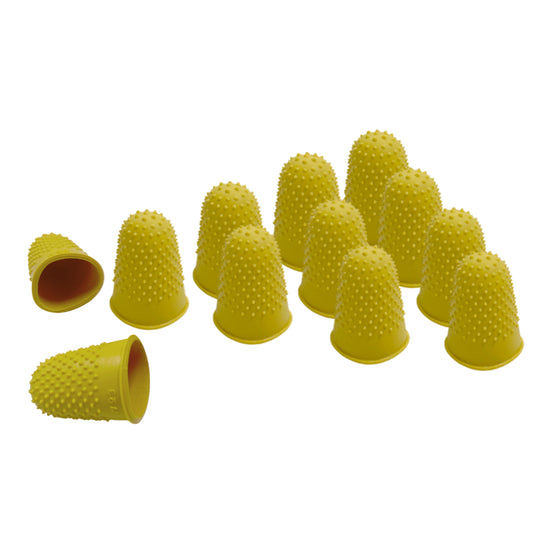Pack of 12 Yellow No.2 Rubber Thimblettes - Large Thimble Finger Cones