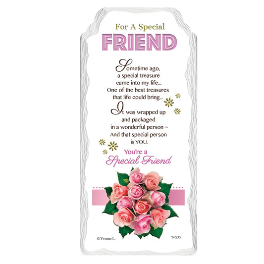 For a Special Friend Flower Design Sentimental Handcrafted Ceramic Plaque