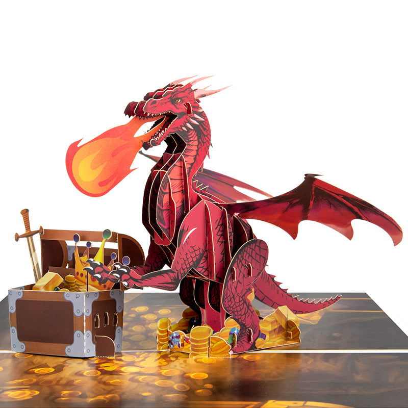 Fiery Red Dragon Fantasy 3D Pop Up Greeting Card