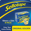 Pack of 8 Sellotape Original Golden Tapes 18mmx33m