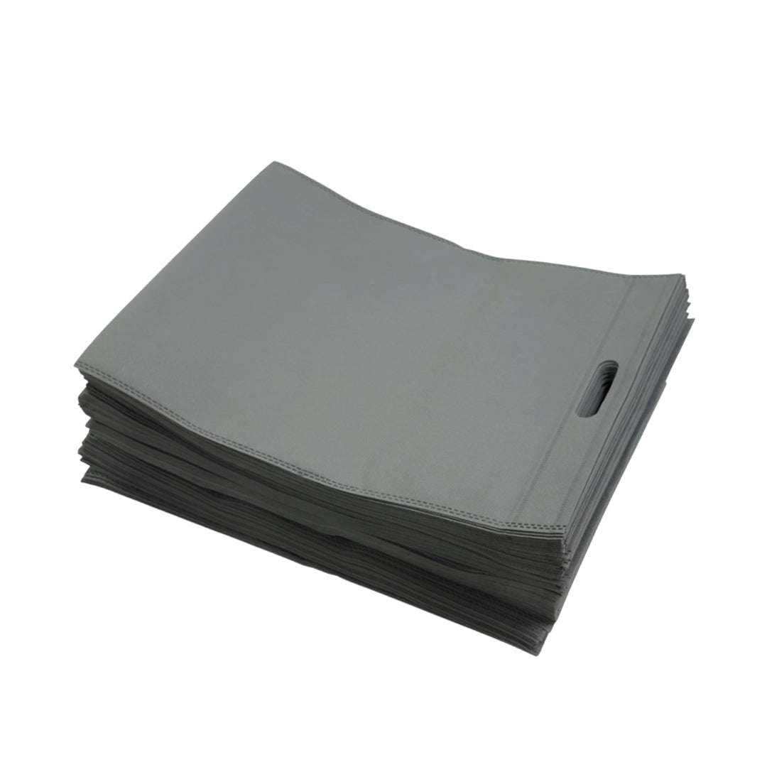 Pack of 100 Grey Coloured 45x35cm Non-Woven Patch Handle Bags