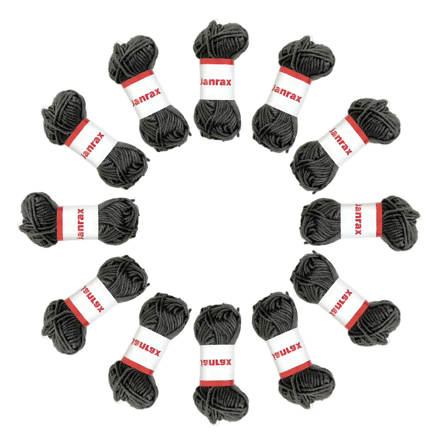 Pack of 10 Grey Acrylic Yarn Rolls – 10g each, 4 Strand 8 Ply Knitting Wool