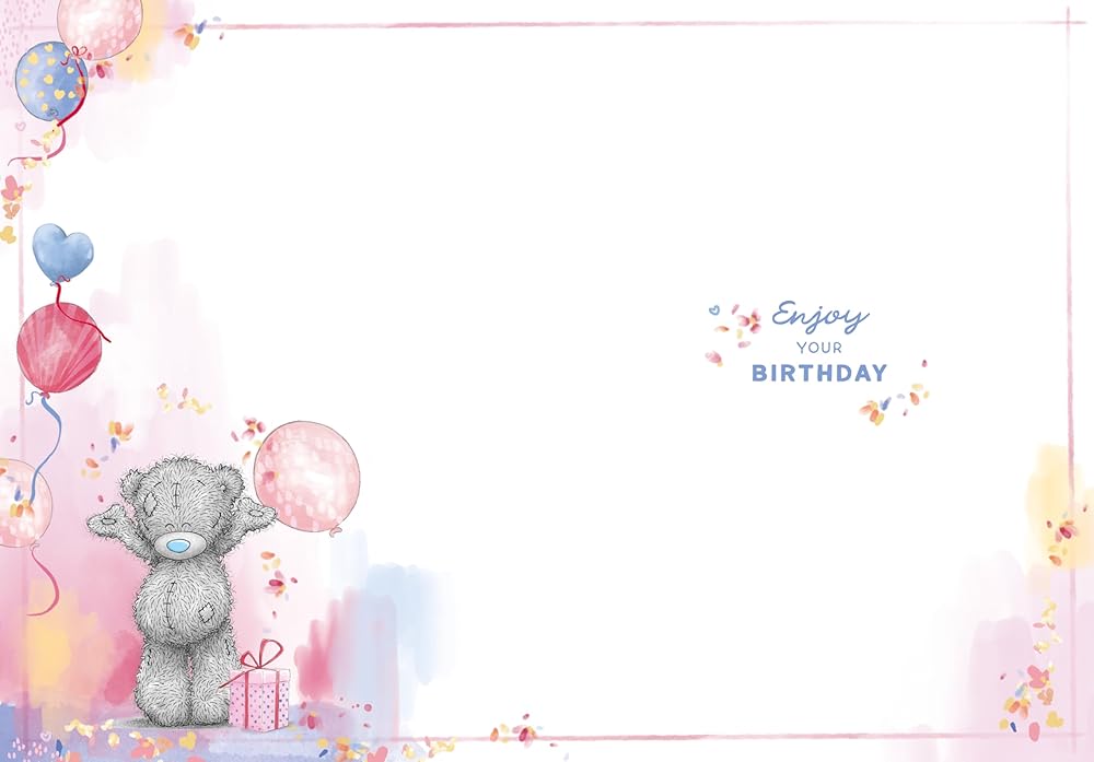 Bear Holding Balloons Aunty Birthday Card