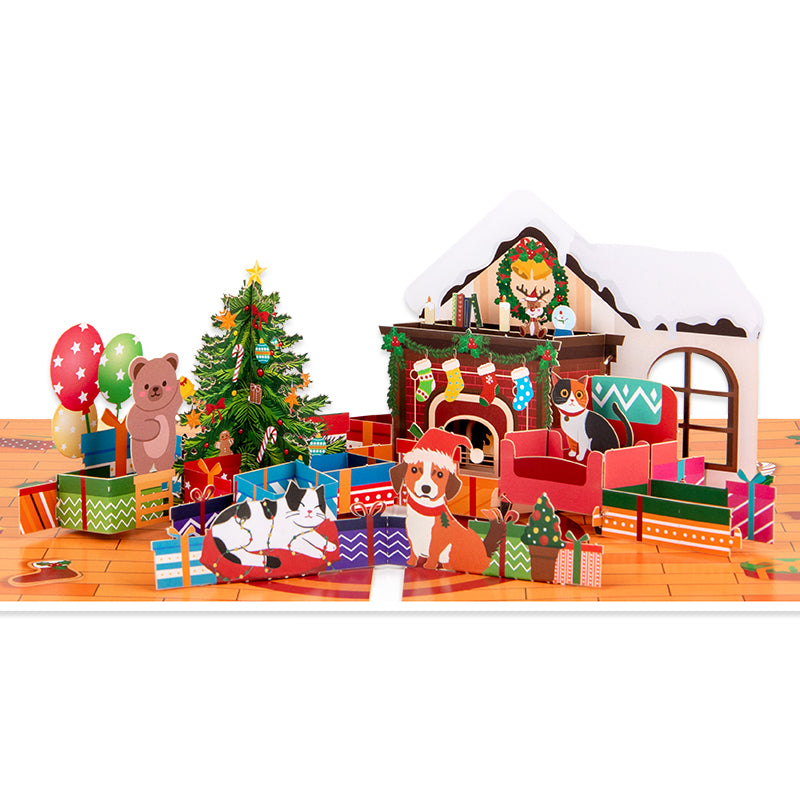 A Warm Xmas Eve Holiday 3D Pop Up Christmas Card