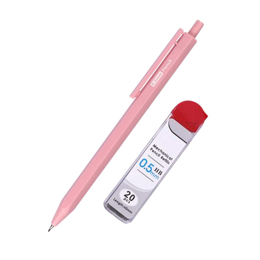Set of 0.5mm Mechanical Pencil and HB Lead Refills – Hexagonal Grip, Smooth & Precise Writing, Random Colour