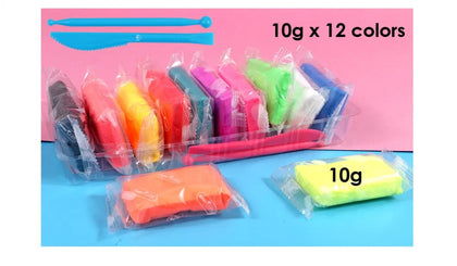 Pack of 12 Colourful Intelligent DIY Educational Plasticine Clay Foamy Mouldable Granulado 10g