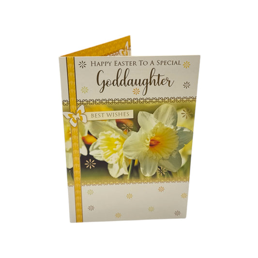 To A Special Goddaughter White Daffodil Flowers Design Easter Card