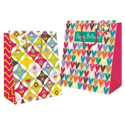 Large Hearts and Flowers Design Gift Bag