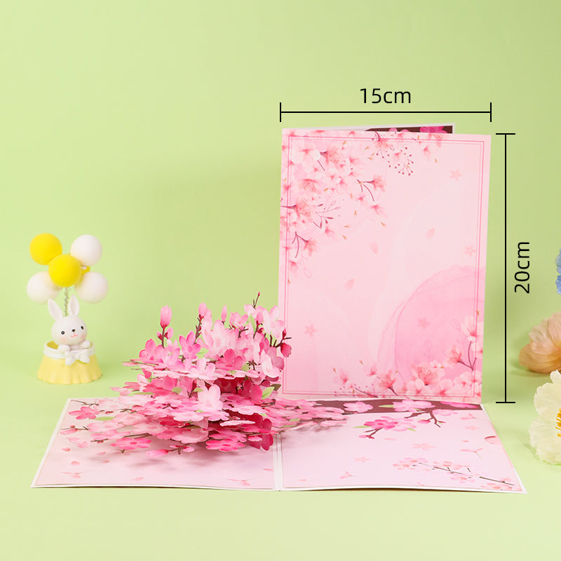 A Blooming Wish in Cherry Pink 3D Pop Up Greeting Card
