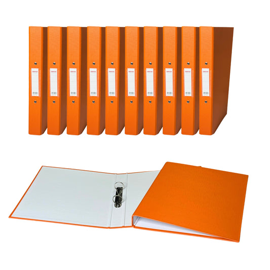 Pack of 10 A4 Orange Paper Over Board Ring Binders by Janrax