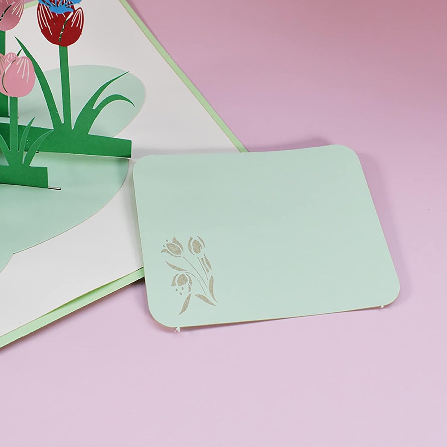 Colorful Tulip 3D Pop Up Greeting Card - Mother's Day Anniversary Birthday Get Well