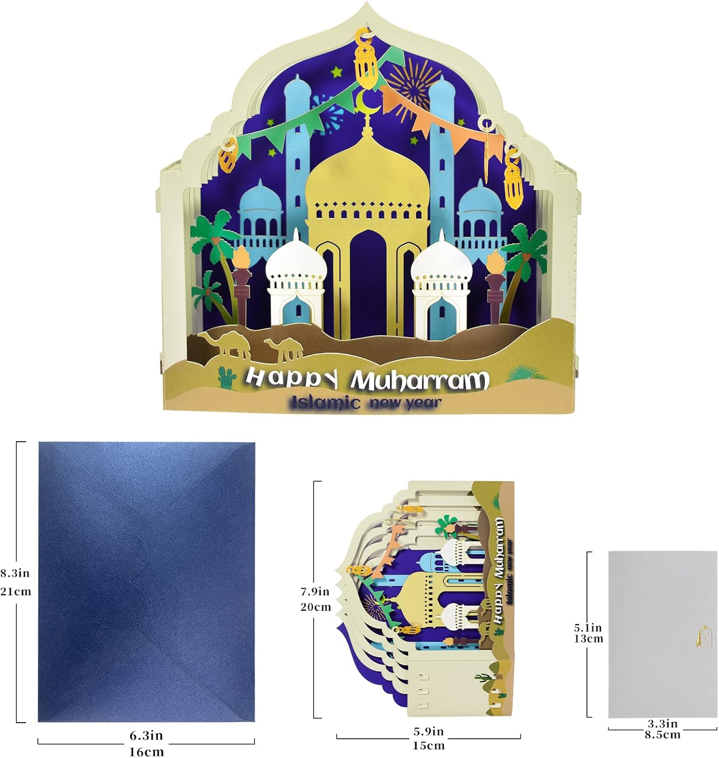 Mosque Design Happy Muharram 3D Pop Up Greeting Card