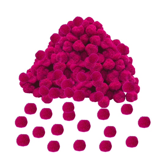 Pack of 500 Hot Pink Pom Poms 1.5cm – Soft Fluffy Craft Balls