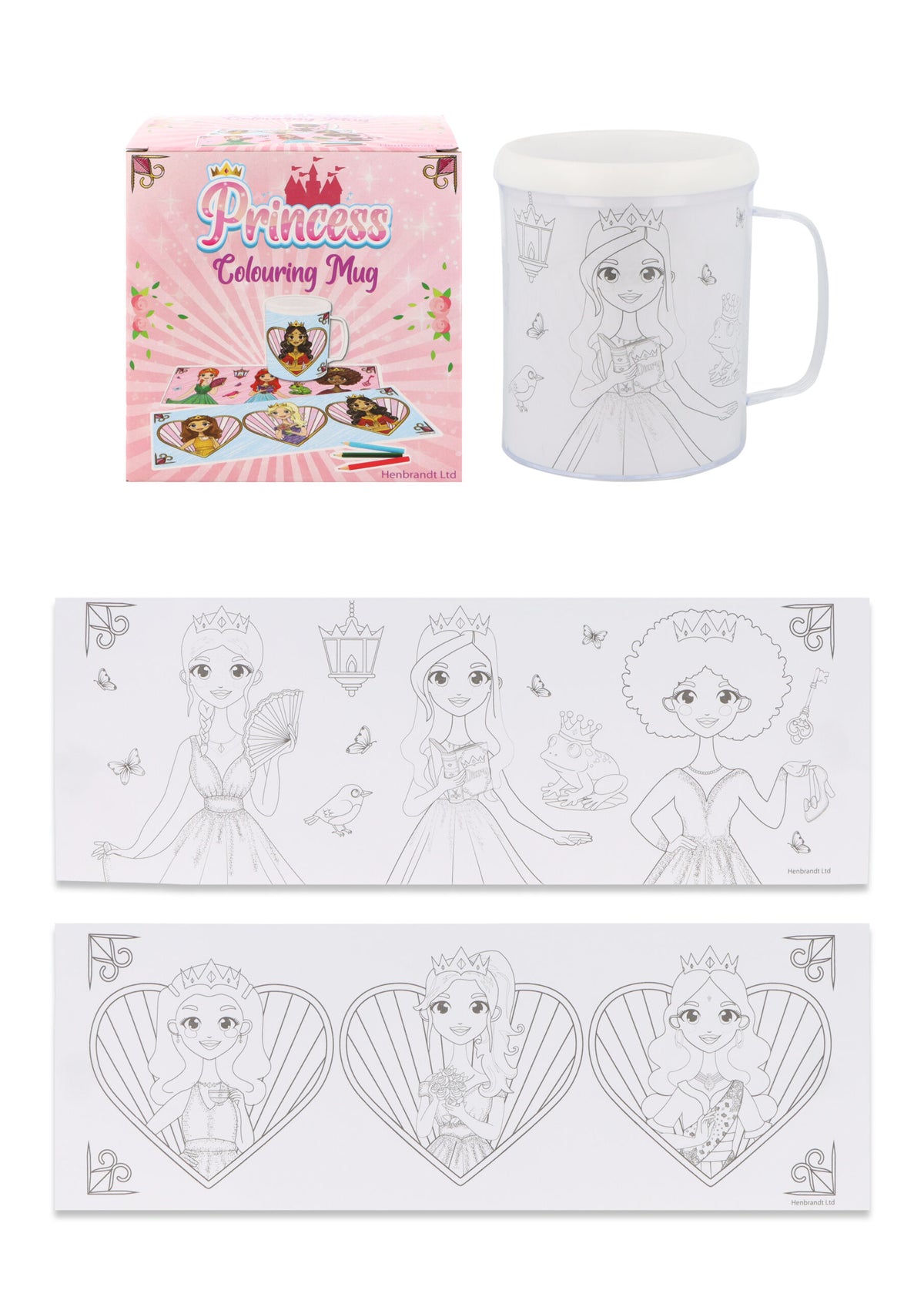 Pack of 6 Colour Your Own Princess Mugs (300ml)