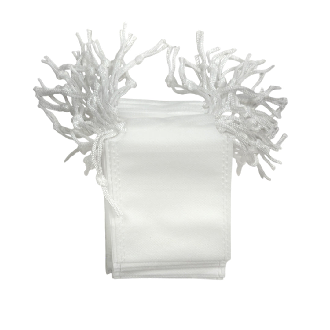Pack of 25 White Coloured 12x9cm Non-Woven Drawstring Bags
