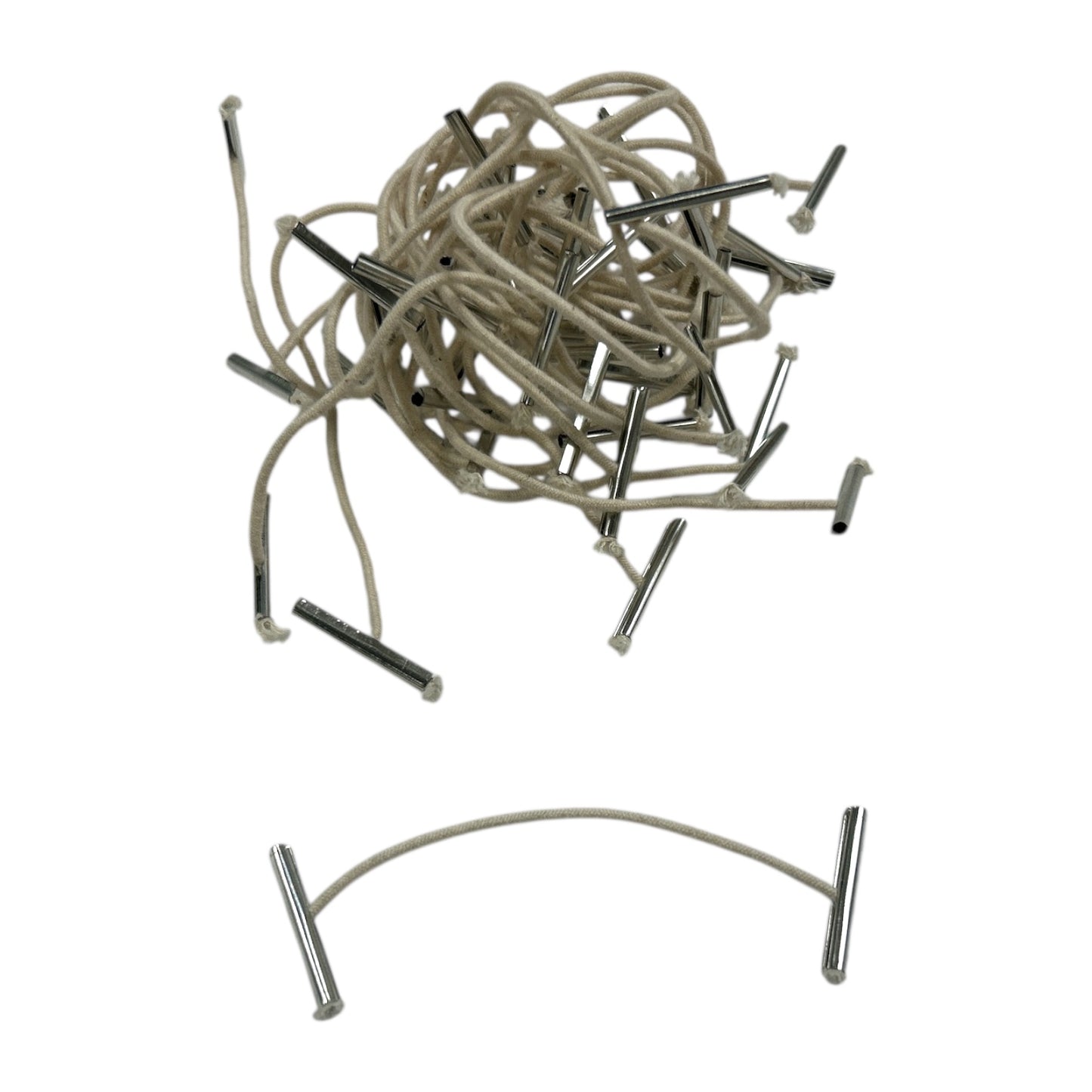 Pack of 100 Elastic White 76mm Metal End Treasury Tags