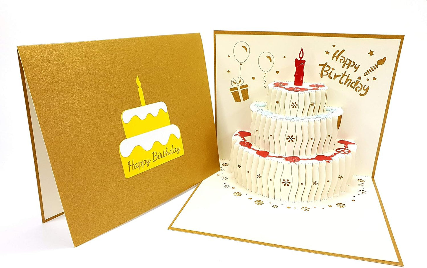 Golden Fruit Cake Design 3D Pop Up Birthday Card